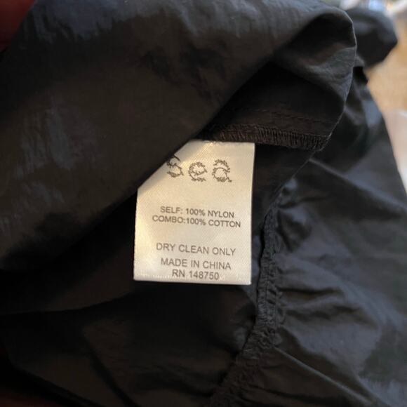 Sea New York Nadja Taffeta Ruffled Puff Sleeve Midi Dress Black Womens Size XS - Picture 11 of 11